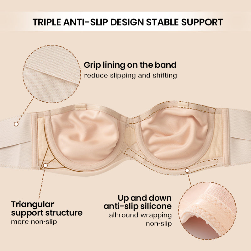 Full Support Non-Slip Convertible Strapless Bra